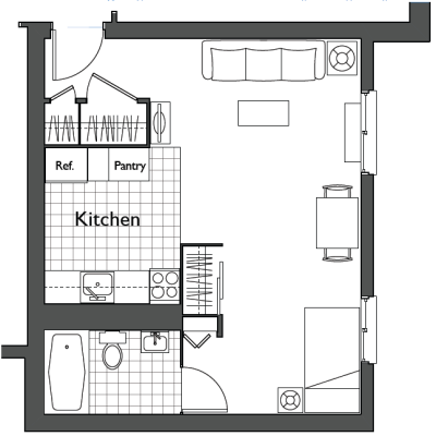 Efficiency 405 sq. ft.