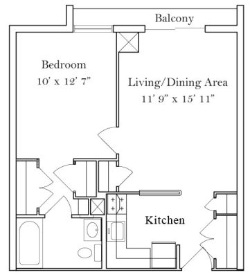 1 Bedroom 525 - 550 sq. ft.