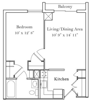 1 Bedroom 525 - 550 sq. ft.