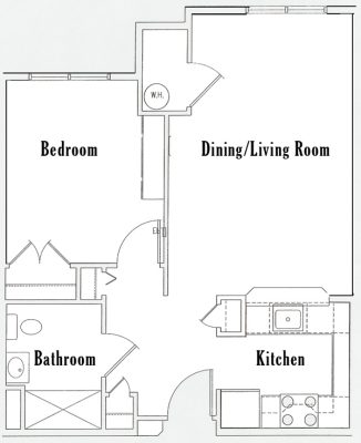 1 Bedroom 540 sq. ft.